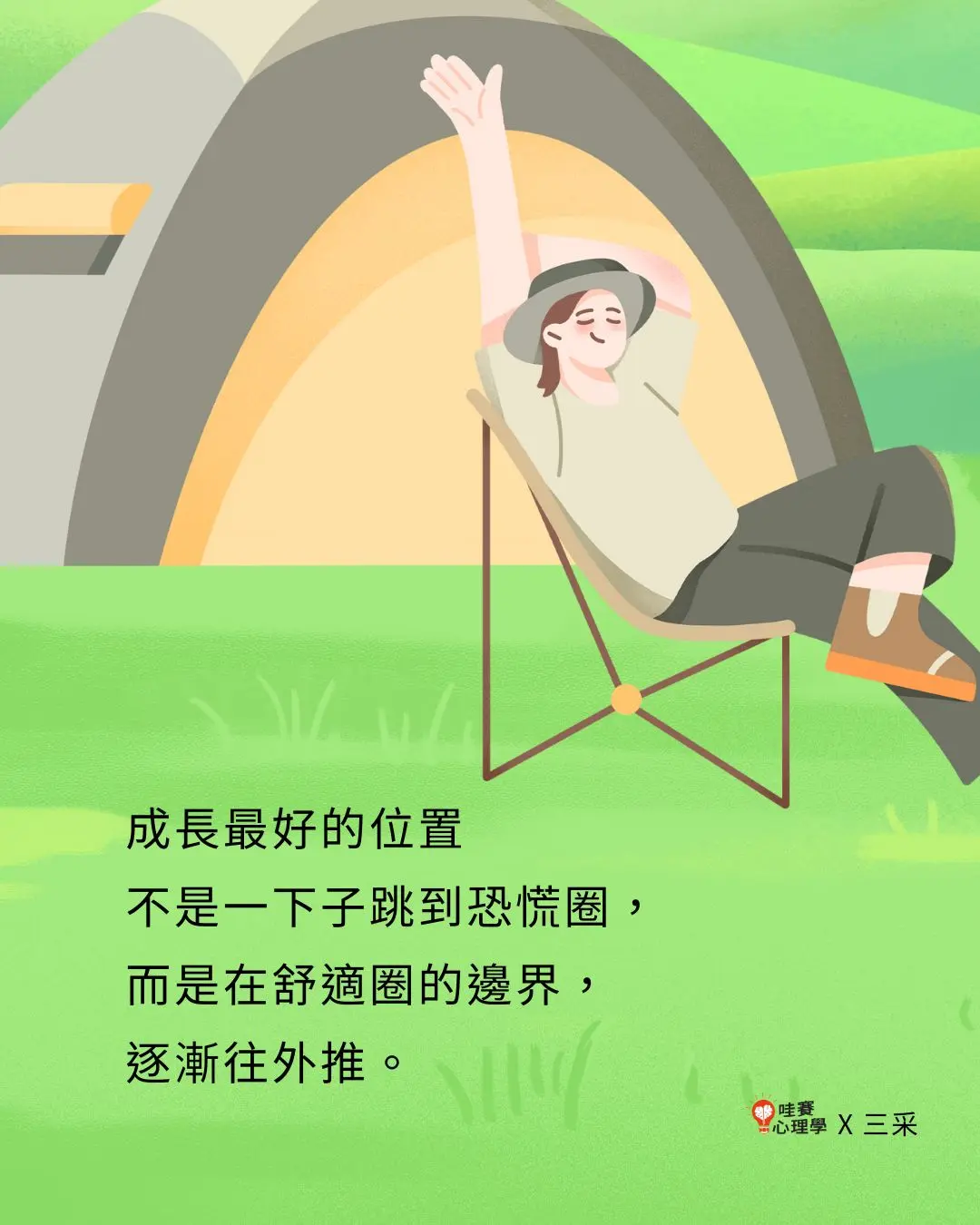 成長最好的位置
不是一下子跳到恐慌圈，
而是在舒適圈的邊界，
逐漸往外推。