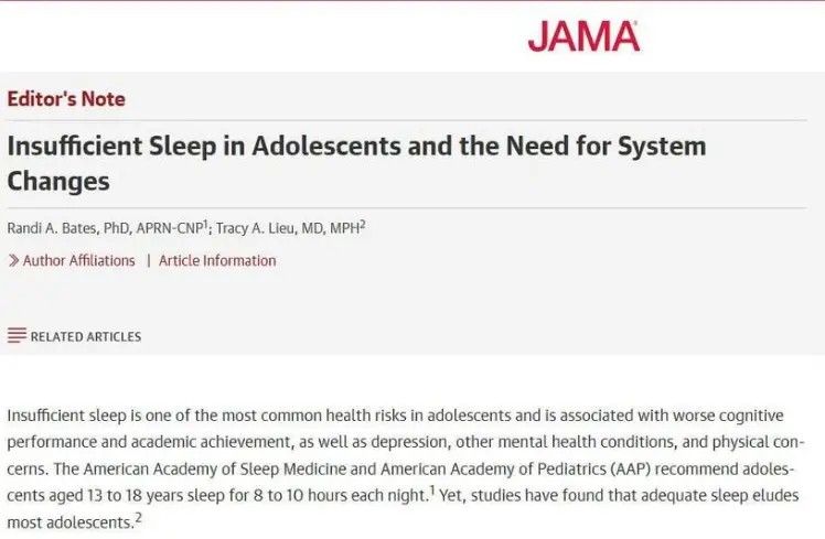 Insufficient Sleep in Adolescents and the Need for System Changes